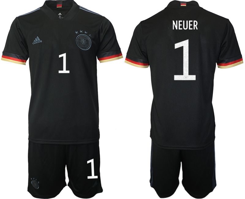 Men 2020-2021 European Cup Germany away black #1 Adidas Soccer Jersey->germany jersey->Soccer Country Jersey